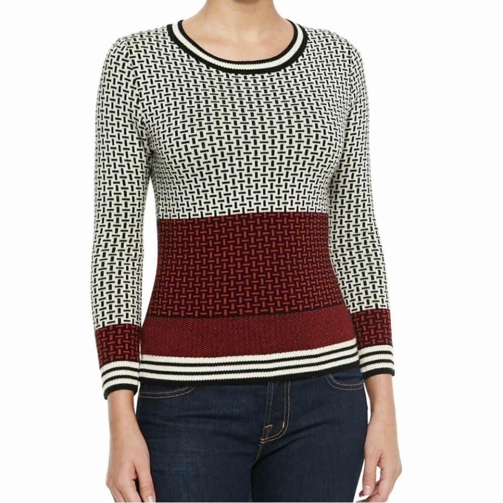 Diane Von Furstenberg DVF Wool Crewneck Geometric Print Sweater Size XS (P)